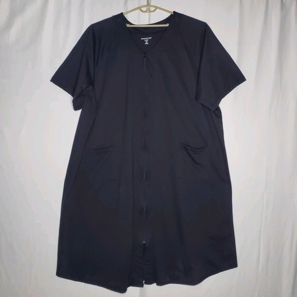 Dreams Co Nightgown 5X Full Zip Short Sleeve Pocket Cotton Fleece Loungewear